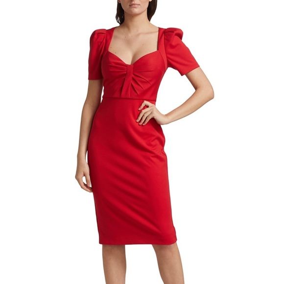 Badgley Mischka Puff Sleeve Cocktail Dress - Picture 3 of 13